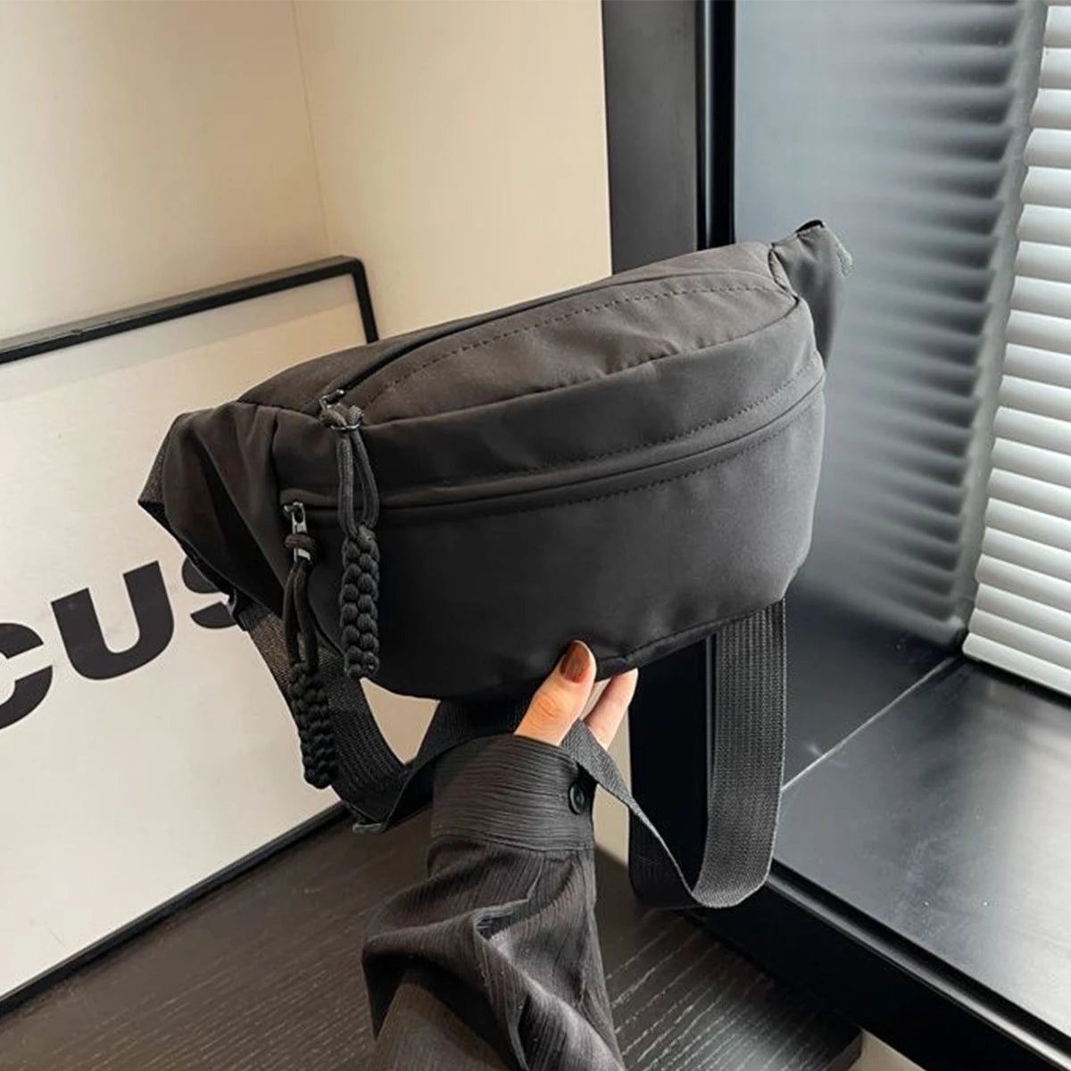 Large Capacity Lightweight Nylon Waist Crossbody Bag for Women