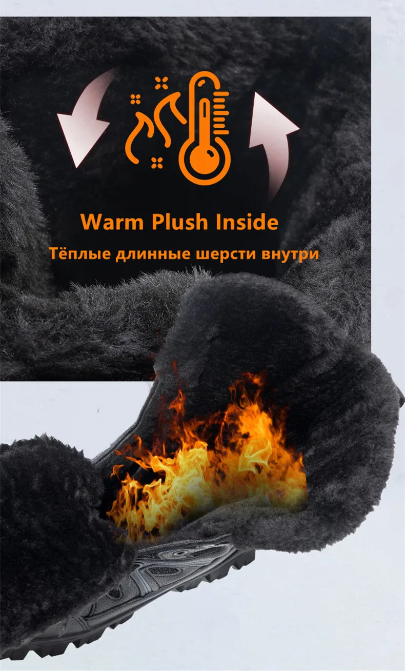 Men Winter Men Snow Boots Super Warm Men Hiking Boots High Quality Waterproof Leather Men's Boots Outdoor Motorcycle Boots