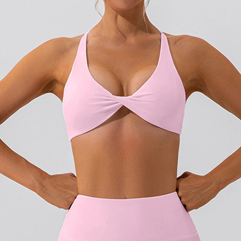 Women Crease Sports Bra Breathable Yoga Fitness Top