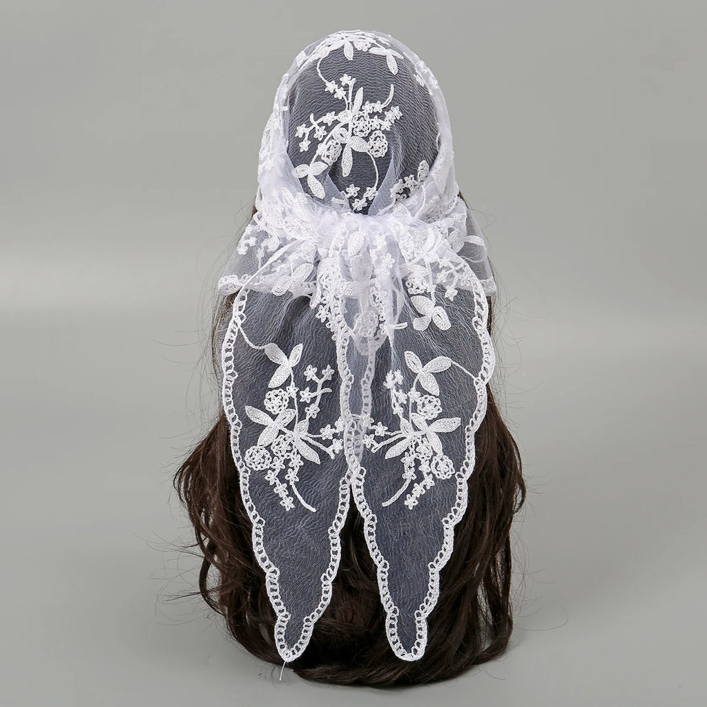 Women Lace Triangle Hair Scarf Vintage Headband Accessories