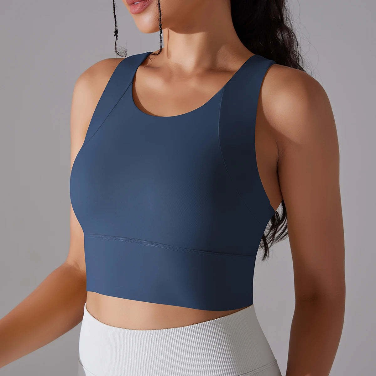 Women Nylon Sports Elastic Crop Top
