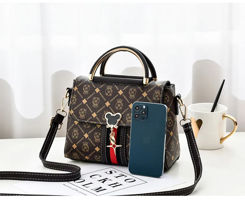 Luxury Monogram Leather Shoulder Tote Bag for Women