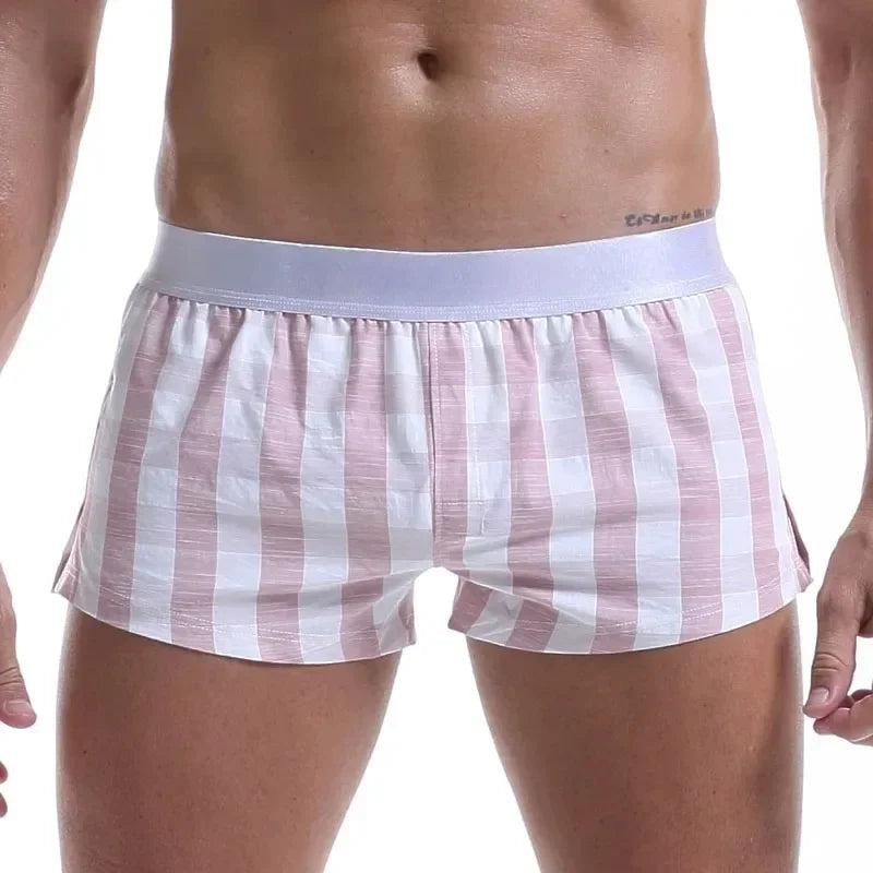 Cotton Loose Plaid Boxer Shorts for Men