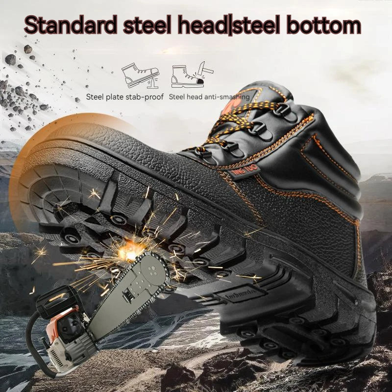 Wear-resisting Men Work Boots Anti-smash Anti-puncture Work Sneakers Waterproof Boots Indestructible Protective Tactical Boots