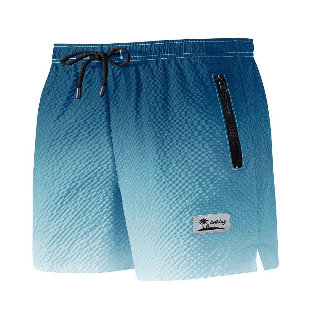 Men Printed Swim Trunks with Zipper Pockets