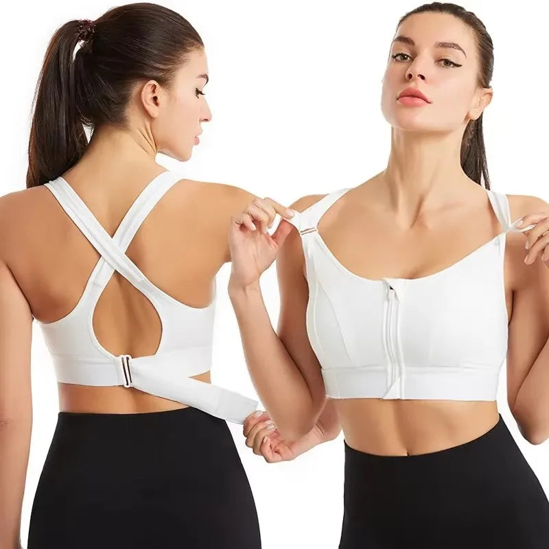 Front Zipper Adjustable Sports Bra for Women