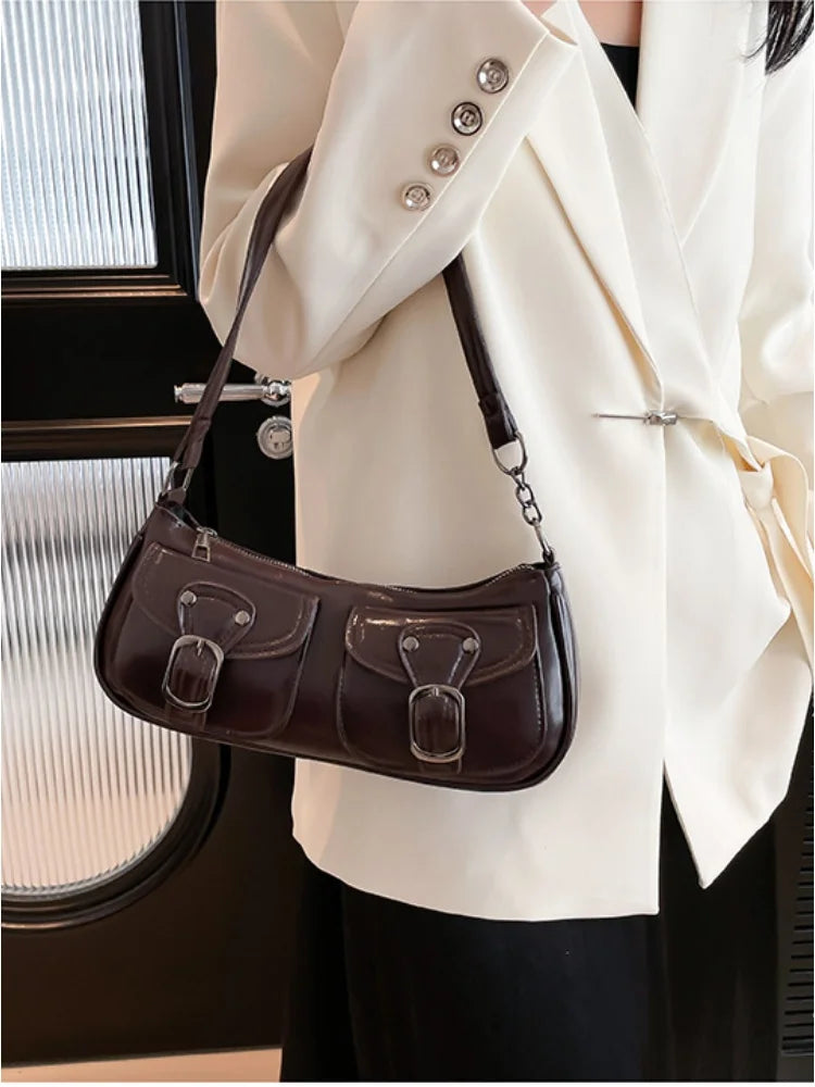 Women's shoulder bag fashion commuting armpit bag personality trendy cool scooter bag small senior sense shoulder crossbody bag