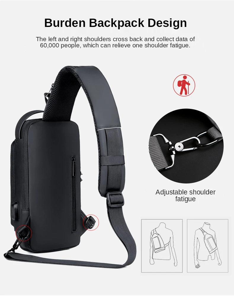 Classic PU Leather Anti Theft Crossbody Chest Bag for Men