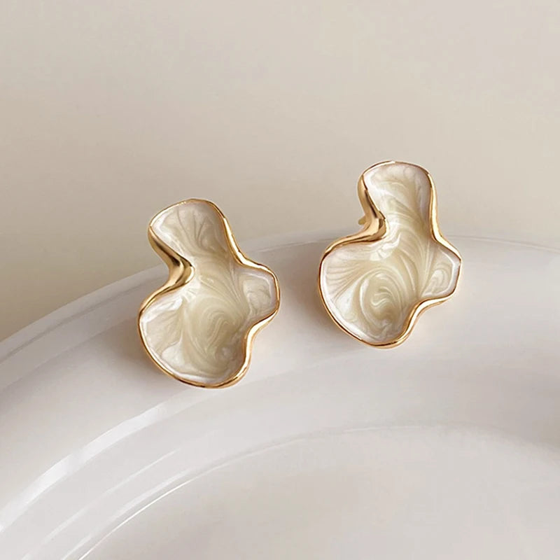 Women Abstract Cloud Color Stud Earrings Minimal Fashion Jewelry