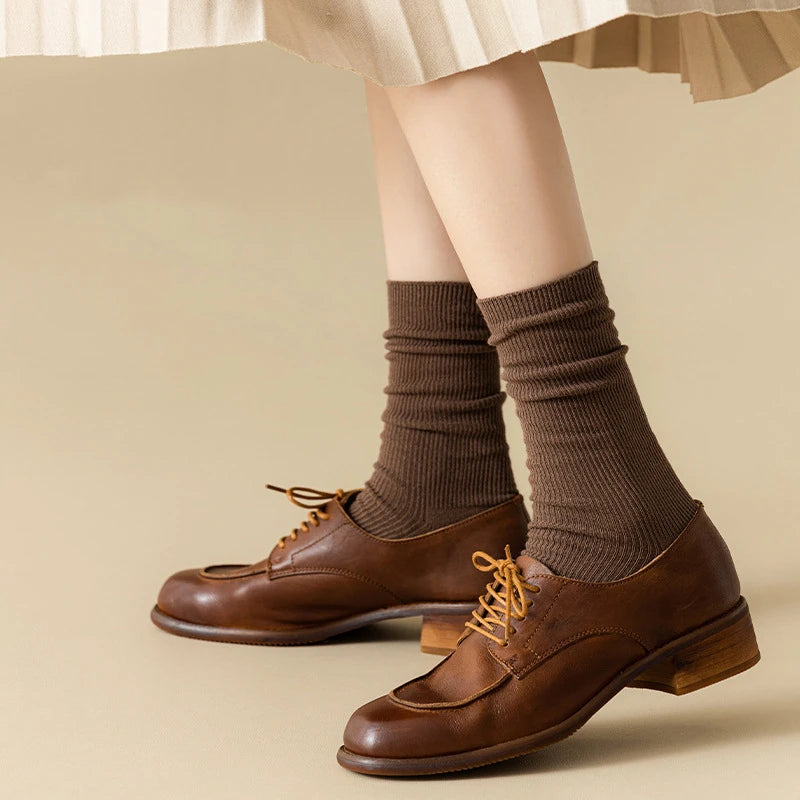 Solid Color Warm Mid Tube Socks for Women