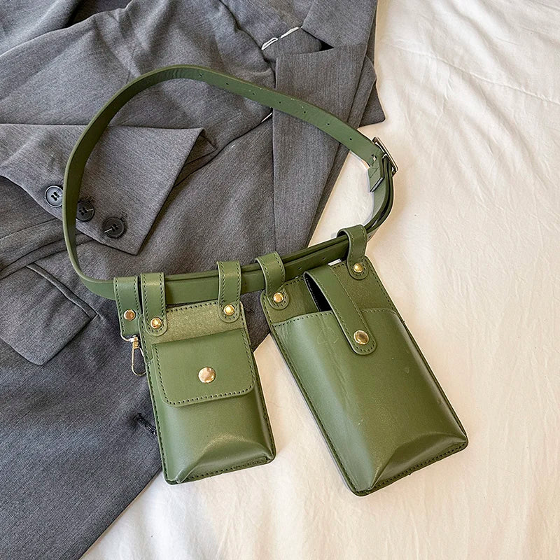 Candy Color Leather Waist Crossbody Fanny Pack for Women