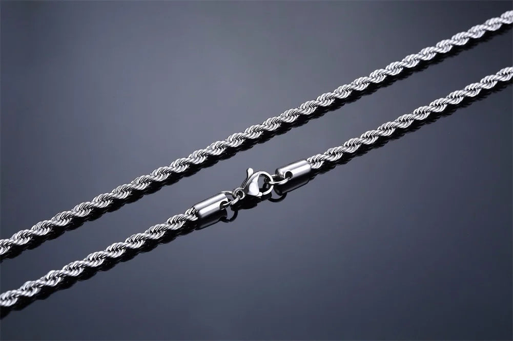 Men Twisted Rope Chain Necklace Jewelry