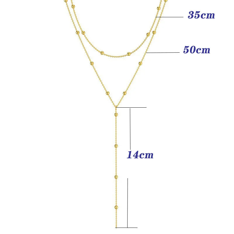 Women Double Layer Tassel Chain Choker Necklace