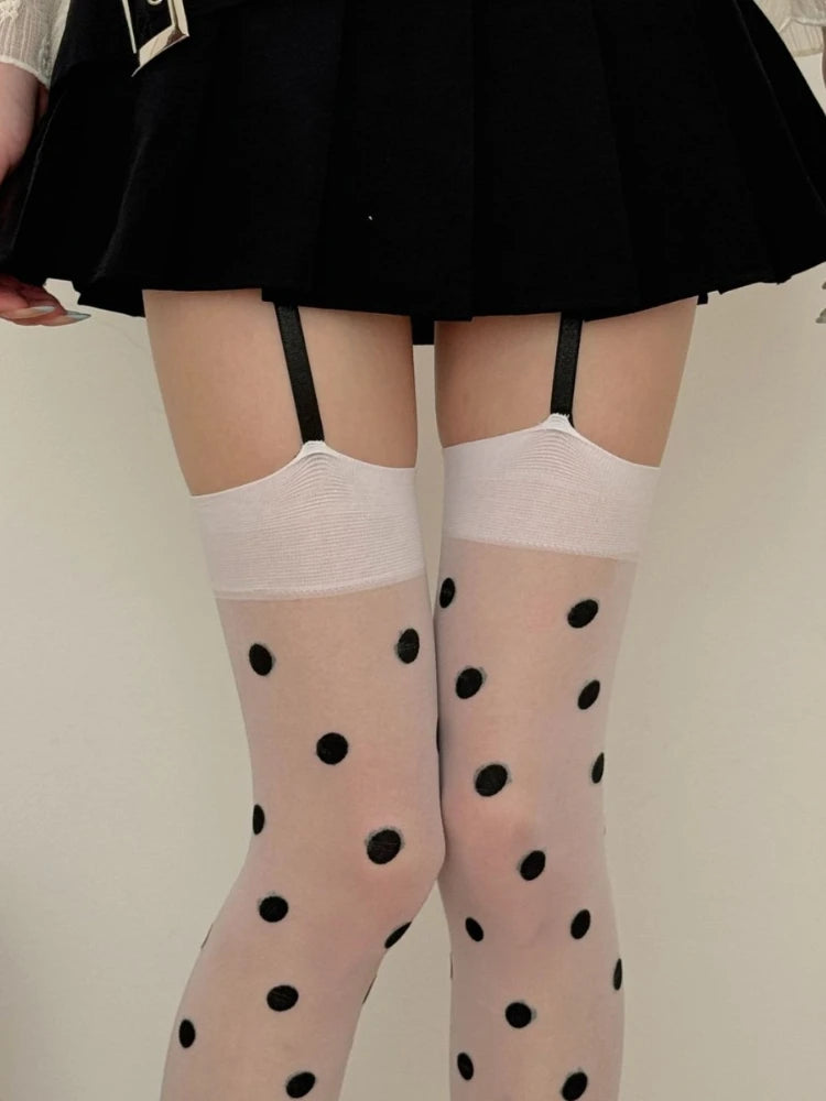Polka Dot Thigh High Stockings for Women