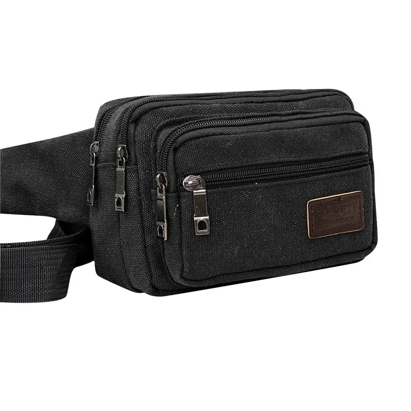 High Capacity Canvas Sports Waist Bag for Men