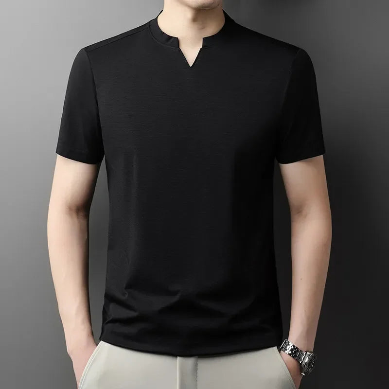 Men Korean V Neck Short Sleeve T Shirt Casual Summer Top
