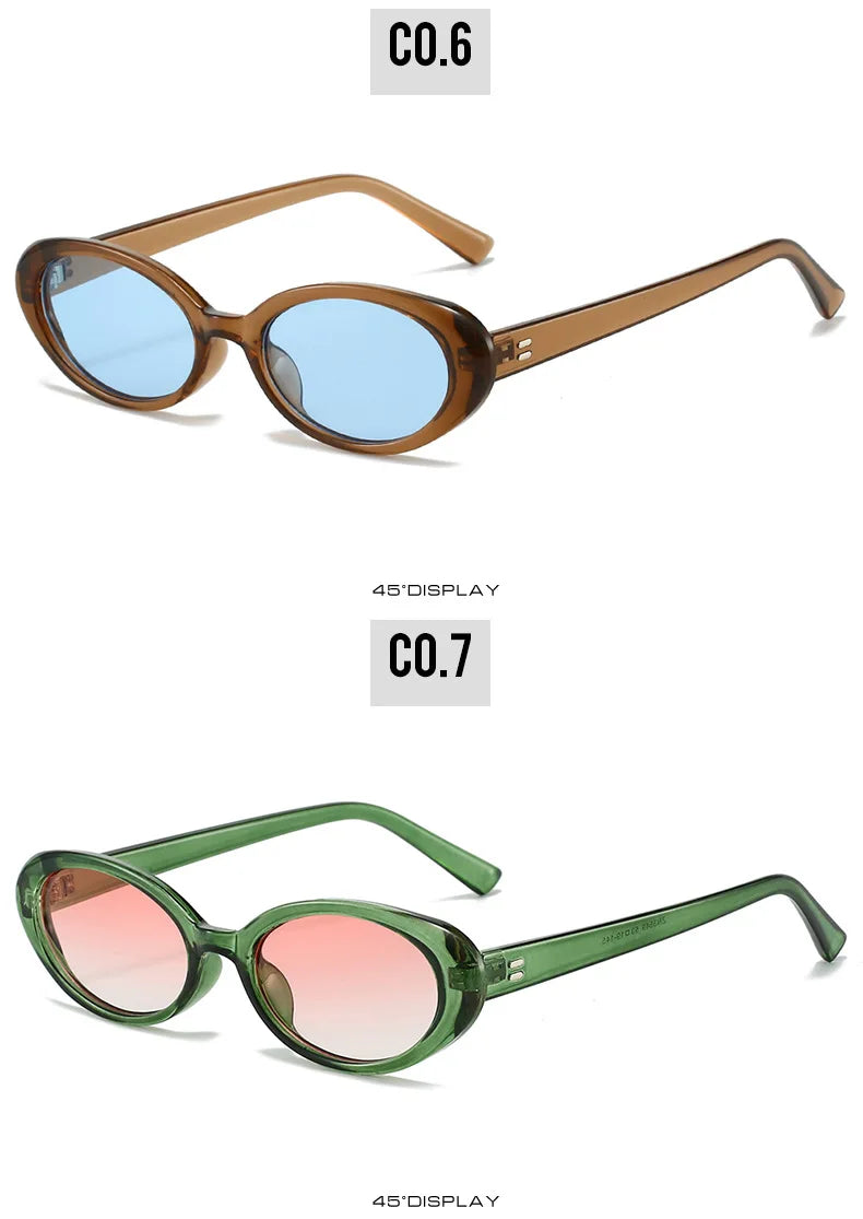 Women Vintage Small Oval Retro Fashion Sunglasses