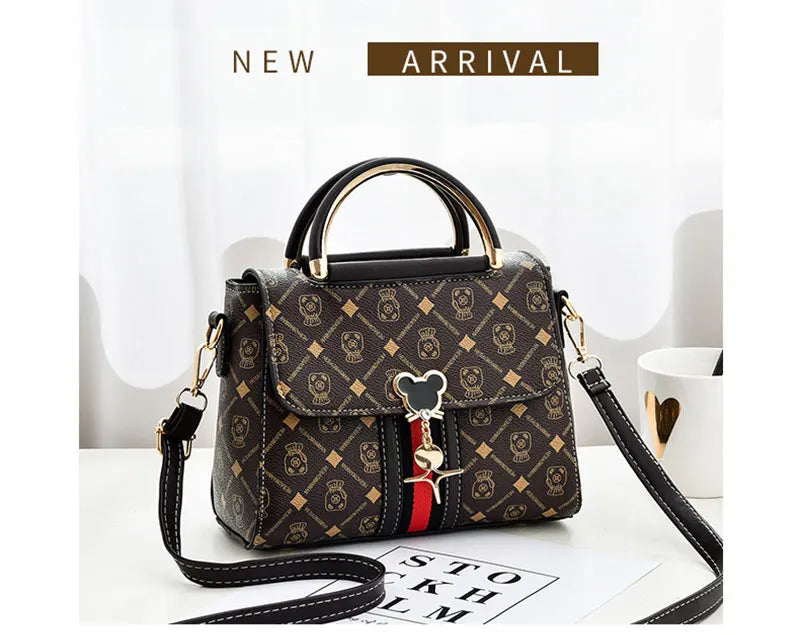 Luxury Monogram Leather Shoulder Tote Bag for Women