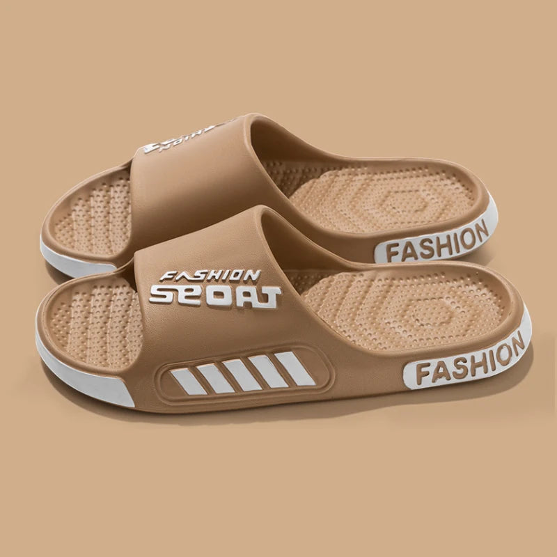 Big Size 36-45 Men Slippers Summer Flat Sole Home Slippers For Women Man Open Toe Trend Slides Couple Light Beach Shoes Sandals