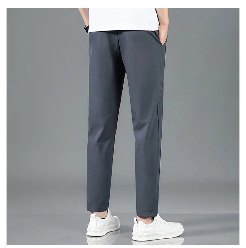 Men Ice Silk Straight Leg Casual Pants Breathable Sweatpants