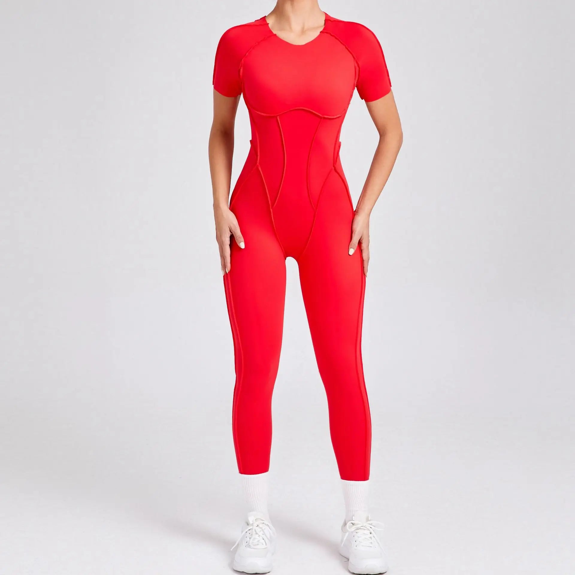 Women Open Back Yoga Jumpsuit Fitness Bodysuit