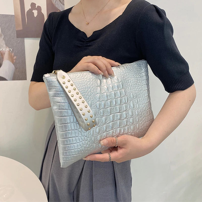 PU Leather Envelope Clutch Wristlet Bag for Women