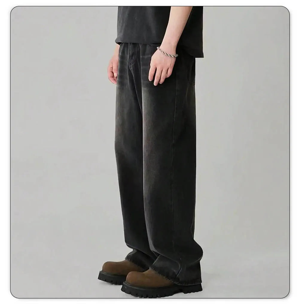 Men Korean Loose Wide Leg Jeans