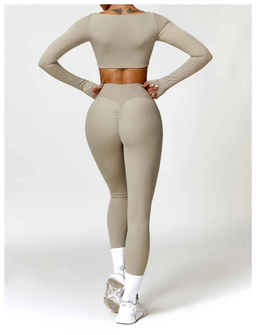 Women 2 Piece Yoga Set Long Sleeve Sports Top and Leggings