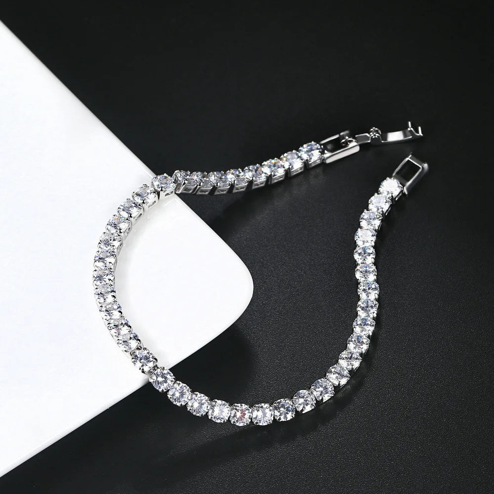 Women 4mm Zircon Tennis Bracelet Wedding Jewelry