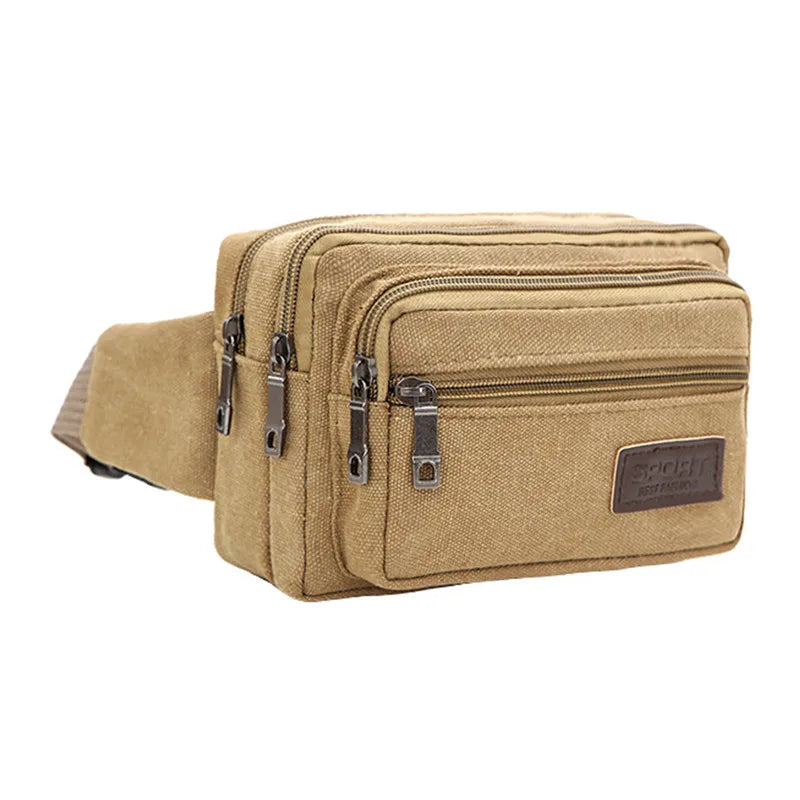 High Capacity Canvas Sports Waist Bag for Men