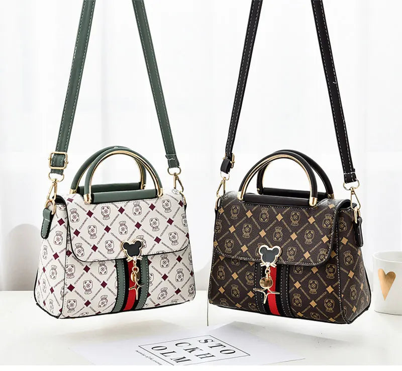 Luxury Monogram Leather Shoulder Tote Bag for Women