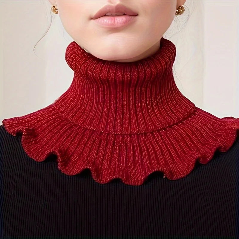Women Knitted Ruffle Neck Scarf Warm Fashion