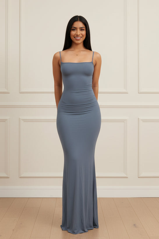 Women Satin Backless Slip Maxi Dress