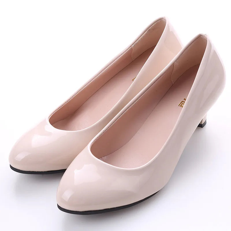 Women Medium Heel Nude Pumps