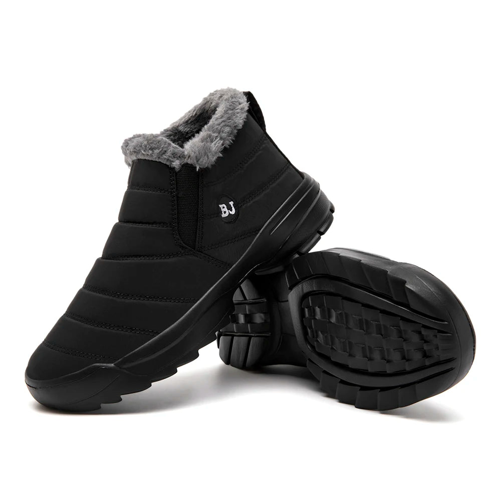 Men's Snow Boots, Winter Warm Shoes, Fuzzy Lining Windproof Hiking Boots, Winter Insulated Shoes, Fuzzy Lining Windproof Hiking Boots