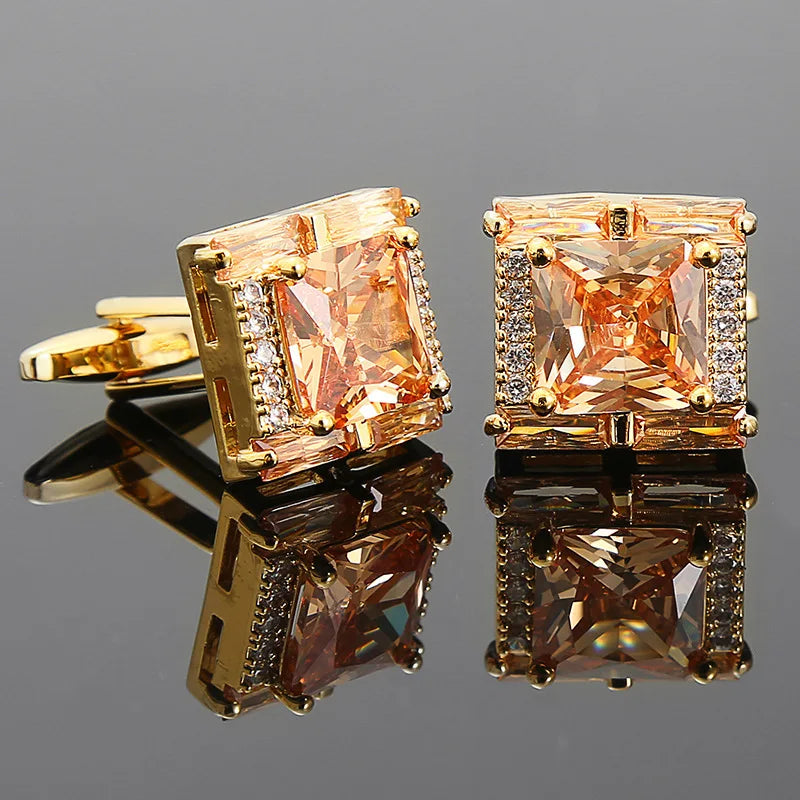 Men Luxury Crystal Diamond Cufflinks
