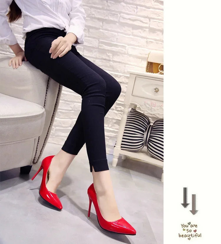 Women Nude Patent Leather Pumps
