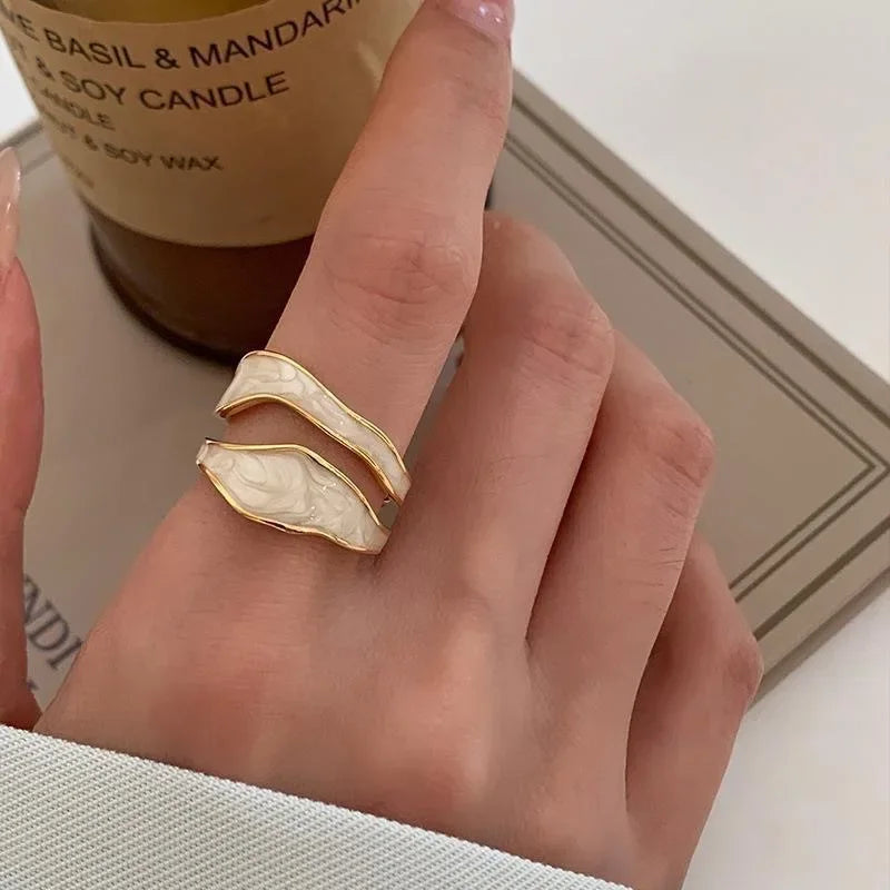 Women Vintage Enamel Adjustable Geometric Ring Jewelry