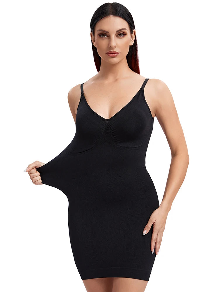 V Neck Full Body Shapewear Slip Dress for Women