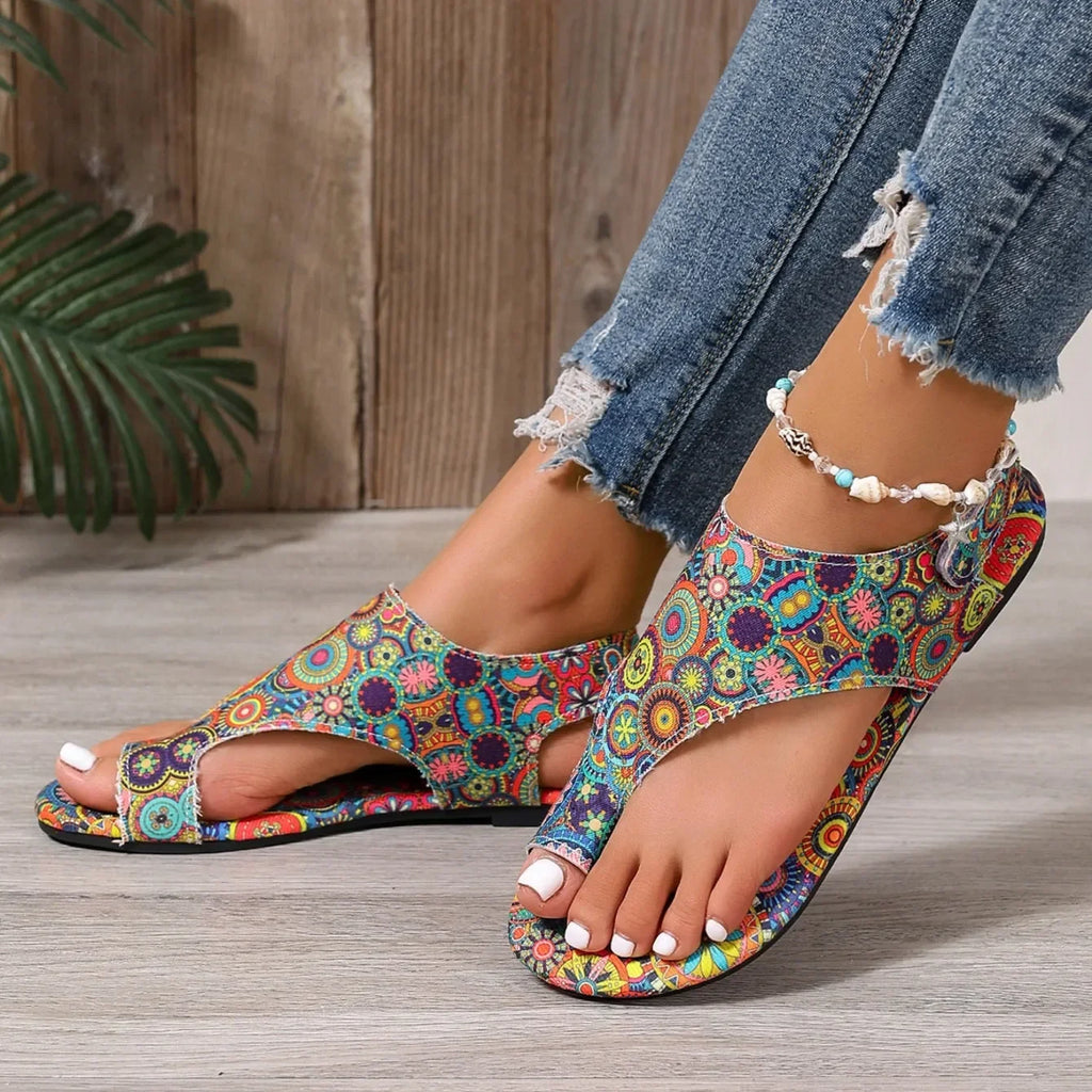 Women Printed Bohemia Roman Style Flat Sandals