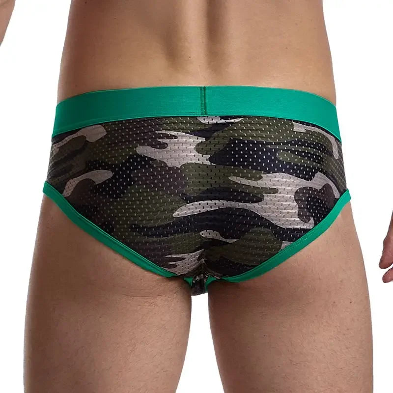 Low Rise Mesh Camouflage Underwear for Men
