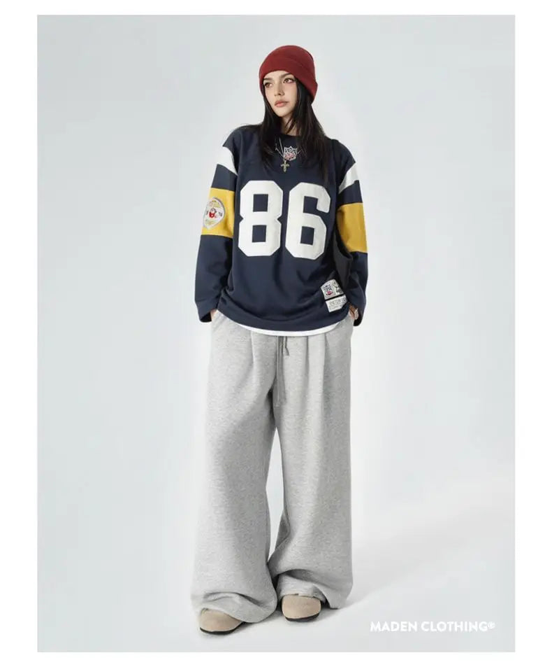 Women Retro Embroidered Rugby Sweatshirt