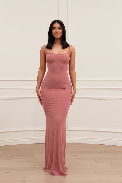 Women Satin Backless Slip Maxi Dress