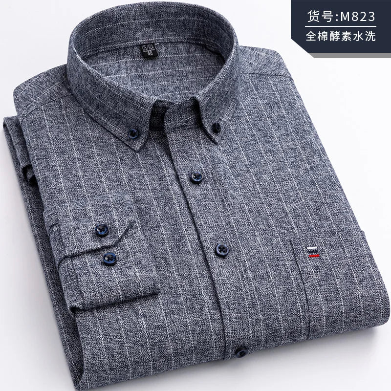 Men’s Cotton Plaid Long Sleeve Shirt