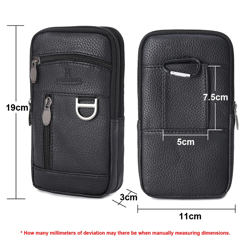 Waterproof PU Leather Waist Phone Belt Bag for Men