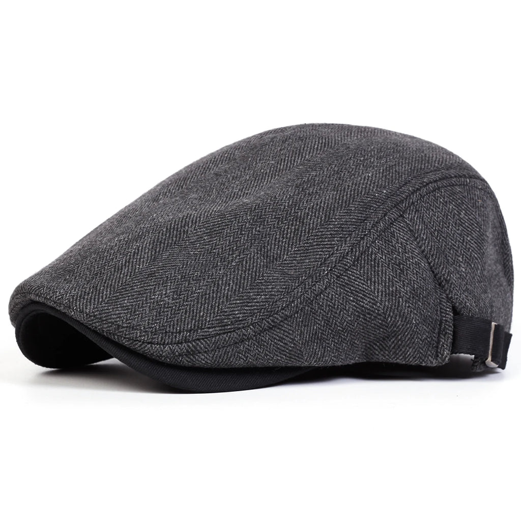 Men Retro Herringbone Newsboy Flat Cap