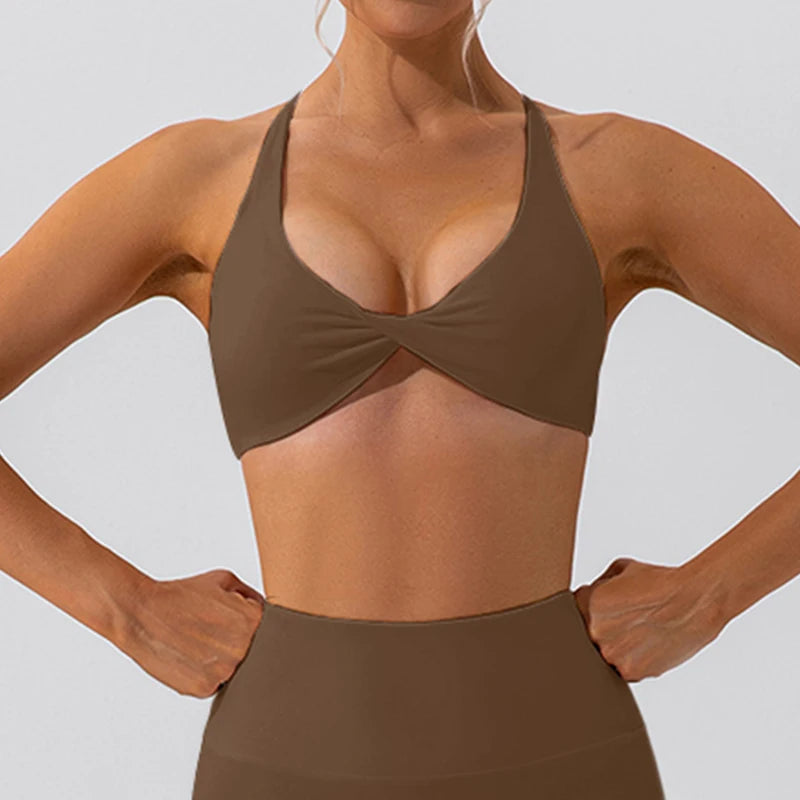 Women Crease Sports Bra Breathable Yoga Fitness Top