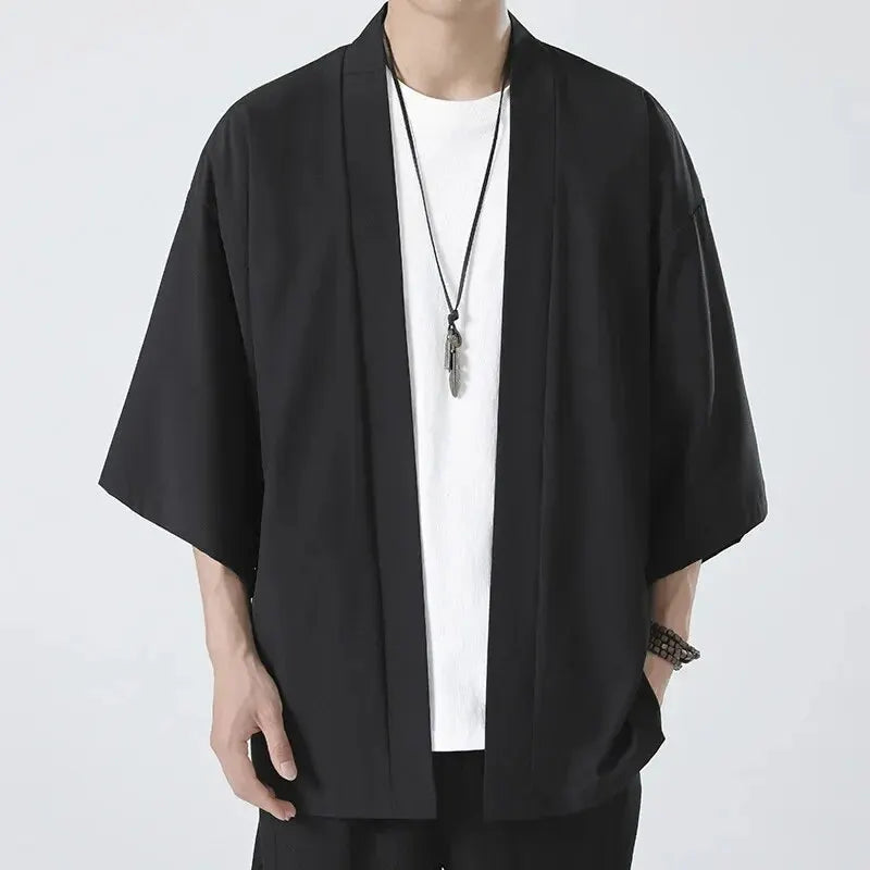 Men Japanese Kimono Open Stitch Cardigan