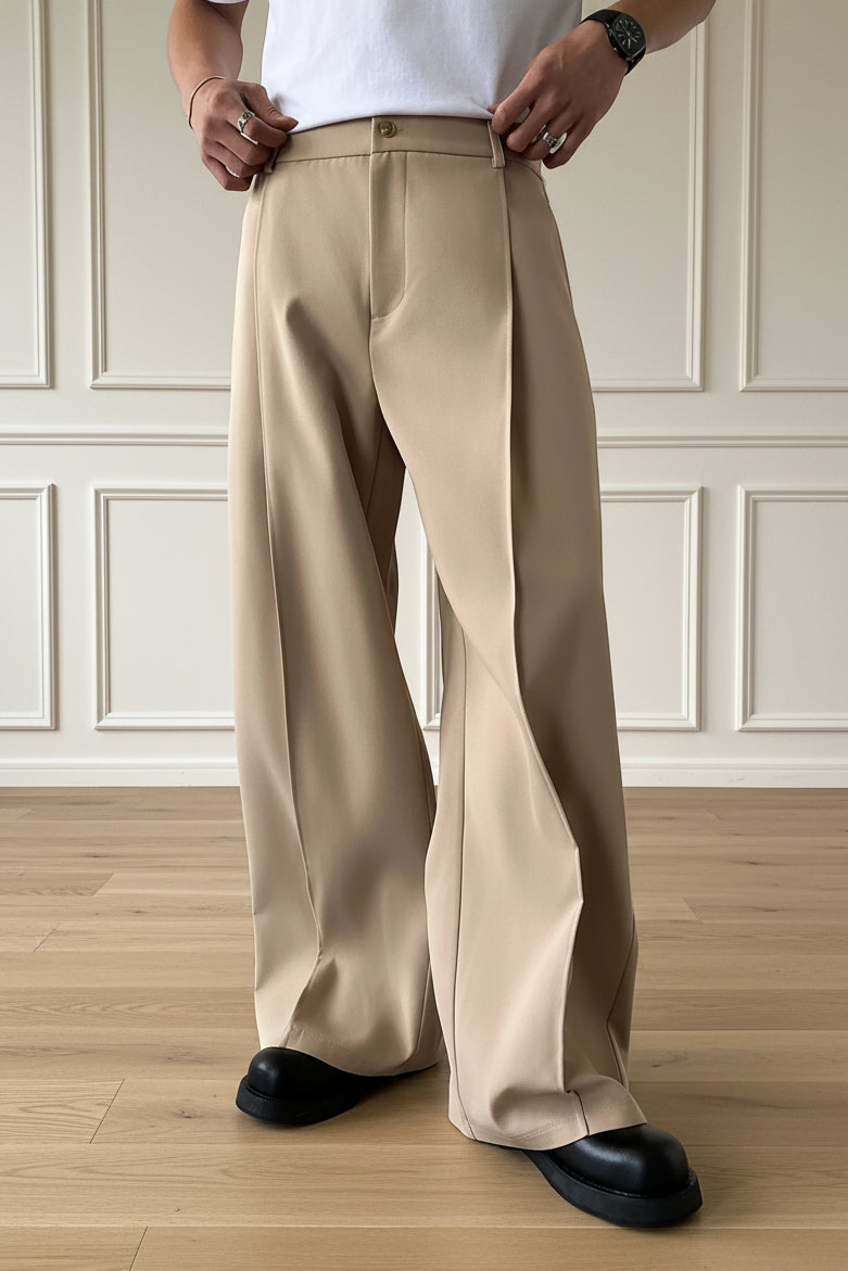 Men High Waist Wide Leg Trousers