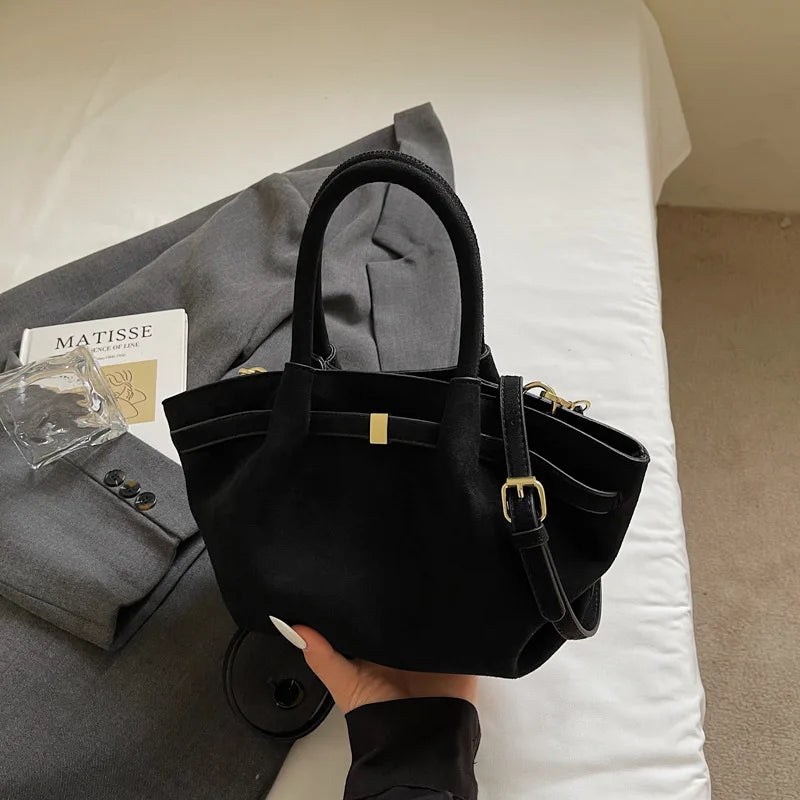 Matte Suede Large Capacity Tote Shoulder Bag for Women